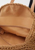 Bayan Bej Yuvarlak Hasır Çanta