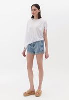 Women Blue Ultra High Rise Mini Shorts