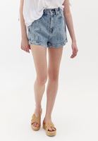 Women Blue Ultra High Rise Mini Shorts