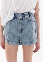 Women Blue Ultra High Rise Mini Shorts