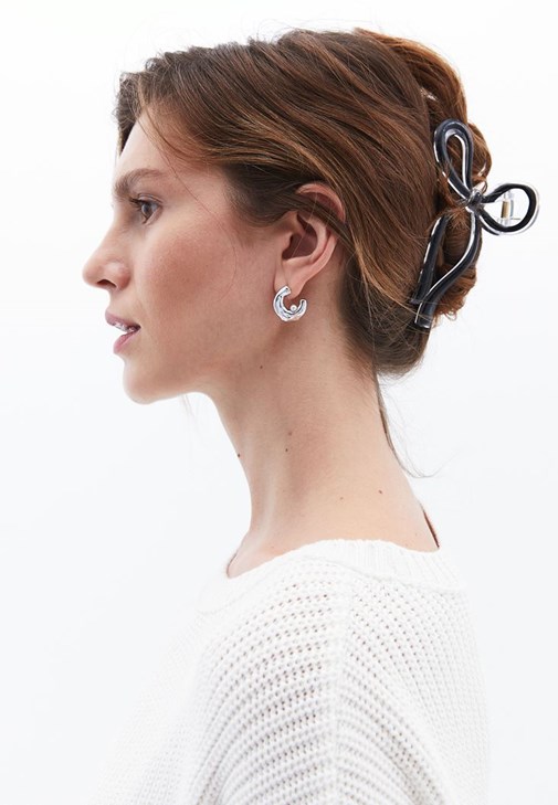 Siyah Kurdele Desenli Saç Tokası