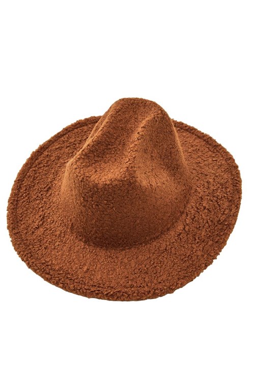 Kahverengi Peluş Fötr Şapka