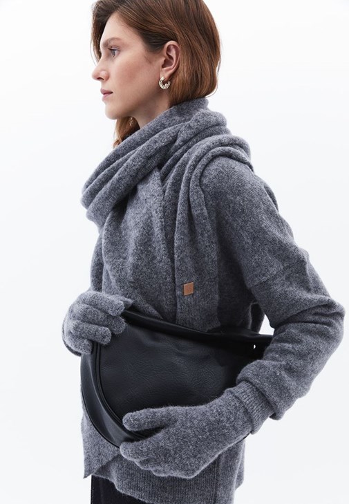 Gri Yün Karışımlı Eldiven