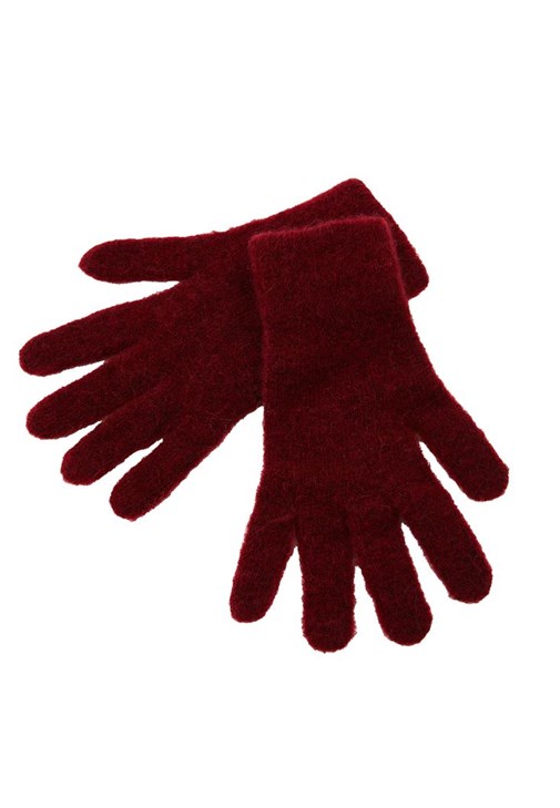 Bordo Yün Karışımlı Eldiven