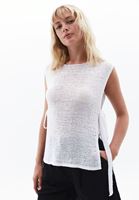 Bayan Beyaz Bağlamalı Triko Süveter