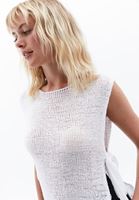 Bayan Beyaz Bağlamalı Triko Süveter