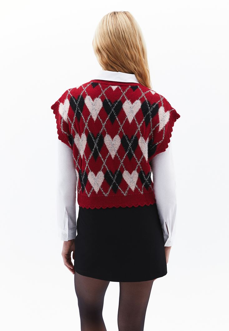 Women Mixed Jacquard Crop Sweater