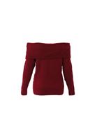 Women Red Soft Touch Boat Neck Sweater