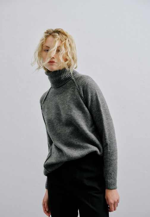 Füme Yün Karışımlı Balıkçı Yaka Kazak