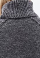 Women Charcoal Grey Wool Blended Turtle Neck Sweater