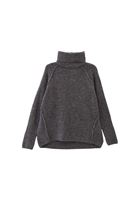 Women Charcoal Grey Wool Blended Turtle Neck Sweater