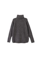 Women Charcoal Grey Wool Blended Turtle Neck Sweater