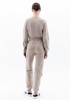 Bayan Bej Beli Lastikli Sweat Jogger Pantolon