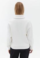 Bayan Krem Fermuar Detaylı Sweatshirt