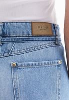 Bayan Mavi Orta Bel Wide-Leg Denim Pantolon