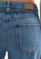 Bayan Mavi Orta Bel Wide-Leg Denim Pantolon