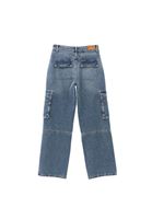 Bayan Kahverengi Orta Bel Kargo Denim Pantolon