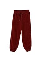 Bayan Bordo Orta Bel Kadife Jogger Pantolon