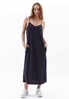 Bayan Lacivert İnce Askılı Midi Elbise ( TENCEL )