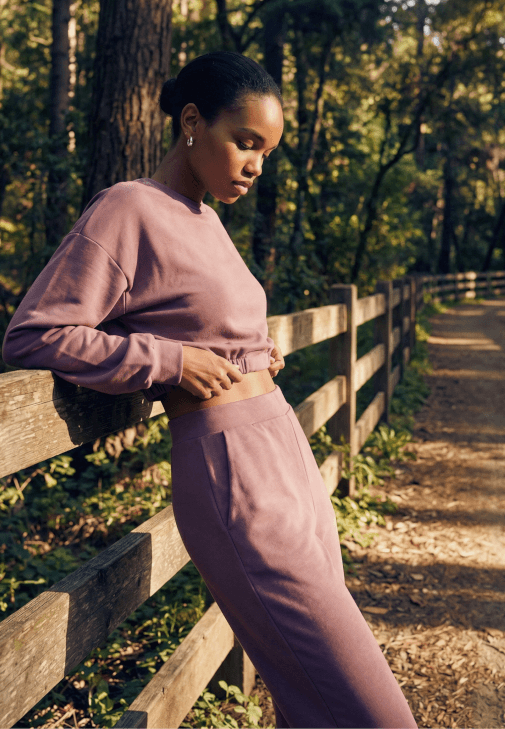 Pembe Modal Sıfır Yaka Crop Sweatshirt