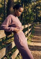 Bayan Pembe Modal Sıfır Yaka Crop Sweatshirt