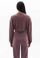 Bayan Pembe Sıfır Yaka Crop Sweatshirt ( MODAL )