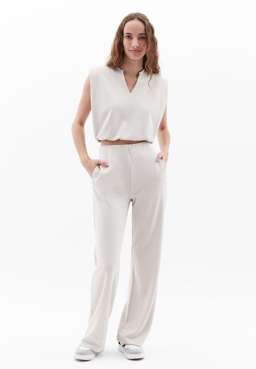  Yüksek Bel Straight-Fit Pantolon ( MODAL )