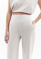Bayan Bej Yüksek Bel Straight-Fit Pantolon ( MODAL )
