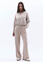 Bayan Bej Yüksek Bel Straight-Fit Pantolon ( MODAL )