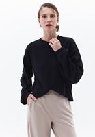 Bayan Siyah Modal Kruvaze Detaylı Sweatshirt