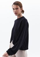 Bayan Siyah Modal Kruvaze Detaylı Sweatshirt