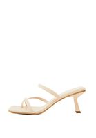 Bayan Bej Bant Detaylı Topuklu Terlik