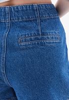 Bayan Mavi Yüksek Bel Denim Şort Etek