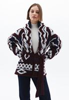 Women Mixed Jacquard Cardigan