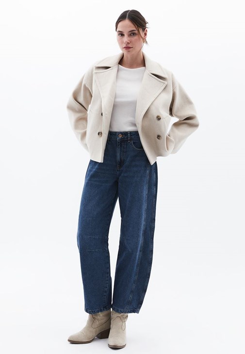  Orta Bel Barrel-Fit Denim Pantolon