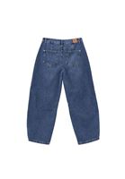 Bayan Mavi Orta Bel Barrel-Fit Denim Pantolon