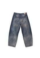 Bayan Kahverengi Orta Bel Barrel-Fit Denim Pantolon