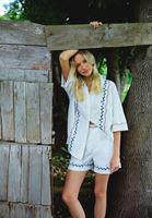 Bayan Krem Keten Karışımlı Gömlek