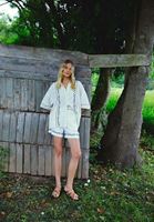 Bayan Krem Keten Karışımlı Gömlek