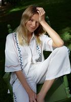 Bayan Krem Keten Karışımlı Gömlek