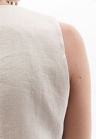 Bayan Bej Keten Crop Yelek