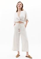 Bayan Bej Keten Karışımlı Culotte Pantolon