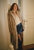 Bayan Lacivert Bağcık Detaylı Rugan Etek