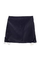 Bayan Lacivert Bağcık Detaylı Rugan Etek