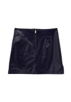 Bayan Lacivert Bağcık Detaylı Rugan Etek