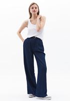 Bayan Mavi Orta Bel Wide-Leg Pantolon ( TENCEL™ )