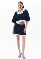 Women Navy Cotton Blended Oversize Shirt