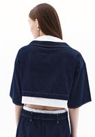 Women Navy Cotton Blended Oversize Shirt