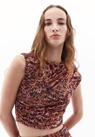 Bayan Çok Renkli Tül Detaylı Crop Top