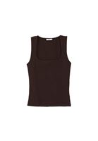 Women Brown Cotton Blended Square Neck Singlet